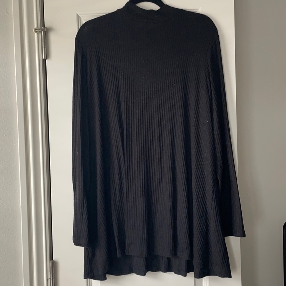 Lane Bryant ribbed hacci long sleeve mock neck swing t-shirt
